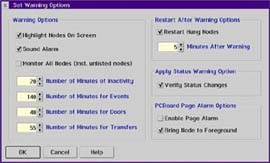 Setting up Warning Options with the Control Panel