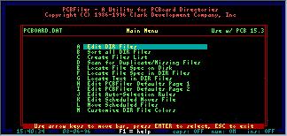 PCBFiler Main Menu