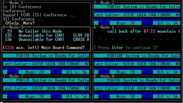 Eight nodes running under Dos/Desqview