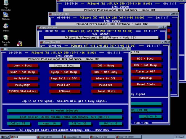 Five nodes running under NT 4.0