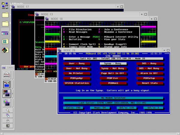 Thirteen DOS nodes running under OS/2