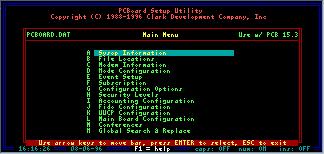 PCBSetup Main Menu