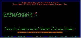 PCBoard System Analysis Menu